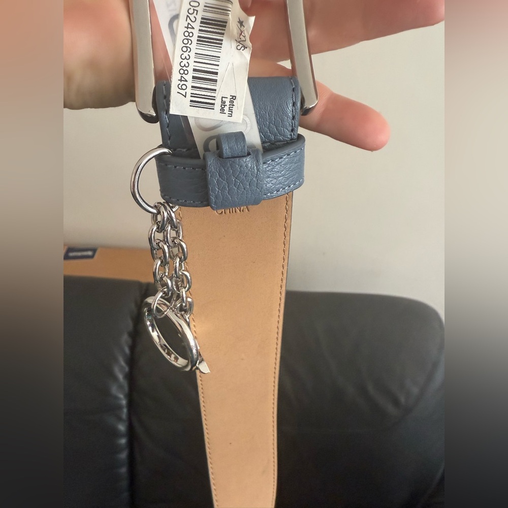 AUTHENTIC MICHAEL KORS LEATHER BELT BLUE W/MK CHARM LOGO BUCKLE SIZE small new - Picture 2 of 11